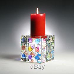 Contemporary Optic Crystal CANDLE HOLDER with Dichroic Glass by Ray Lapsys