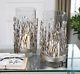 Contemporary Shredded Metal Candle Holders Glass Votive Hurricanes