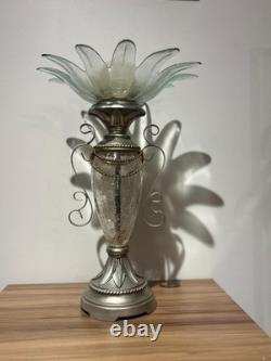 Cracked Glass Flower Candle Holder, Wedding Centerpiece, Large Reflective Table