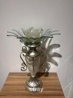 Cracked Glass Flower Candle Holder, Wedding Centerpiece, Large Reflective Table