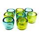 Crate & Barrel Soiree Votive Glass Tealight Candle Holder Blue & Green, Set Of 8