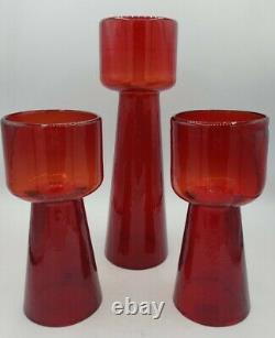 Crate and Barrel DIAZ Red Yellow Amberina Large Candle Holder Set of 3