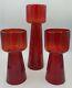 Crate And Barrel Diaz Red Yellow Amberina Large Candle Holder Set Of 3