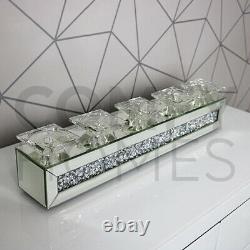 Crushed Crystal LONG CANDLE / TEA LIGHT HOLDER FREE DELIVERY AVAILABLE