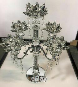 Crushed Diamond 5 Candle Holder Faceted Balls Sparkly Decorative Silver Crystal