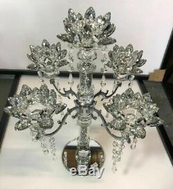 Crushed Diamond 5 Candle Holder Faceted Balls Sparkly Decorative Silver Crystal