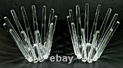 Crystal Art Glass Pillar Candle Holder Centerpiece Pair