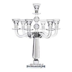 Crystal Candelabra with 7 Arms and Round Crystals in Center Stem