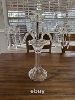 Crystal Clear Made in Slovakia 3 Arm Candlestick Candelabra with Crystal Prisms