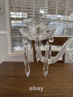Crystal Clear Made in Slovakia 3 Arm Candlestick Candelabra with Crystal Prisms