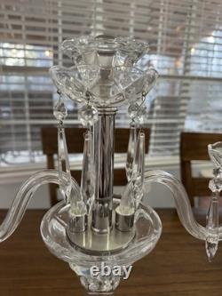 Crystal Clear Made in Slovakia 3 Arm Candlestick Candelabra with Crystal Prisms