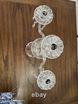 Crystal Clear Made in Slovakia 3 Arm Candlestick Candelabra with Crystal Prisms