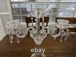 Crystal Clear Made in Slovakia 3 Arm Candlestick Candelabra with Crystal Prisms