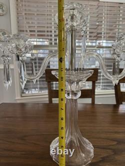 Crystal Clear Made in Slovakia 3 Arm Candlestick Candelabra with Crystal Prisms