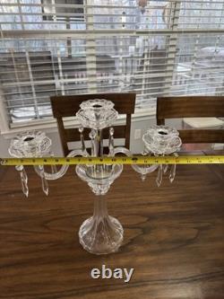 Crystal Clear Made in Slovakia 3 Arm Candlestick Candelabra with Crystal Prisms