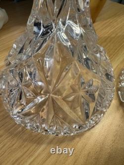 Crystal Cut Glass Vintage Candle Holder Set of 2 Late 20th Century