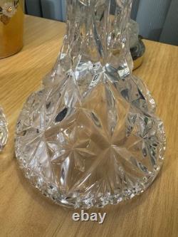 Crystal Cut Glass Vintage Candle Holder Set of 2 Late 20th Century