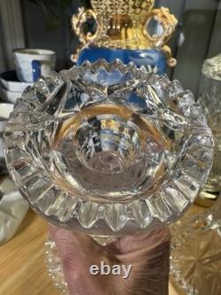 Crystal Cut Glass Vintage Candle Holder Set of 2 Late 20th Century