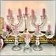 Crystal Glass Taper Candle Holders Mixed Vintage 8 Piece Centerpiece