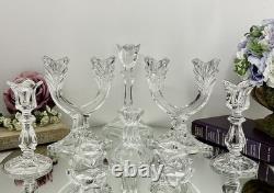 Crystal Glass Taper Candle Holders Mixed Vintage 8 Piece Centerpiece
