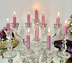 Crystal Glass Taper Candle Holders Mixed Vintage 8 Piece Centerpiece