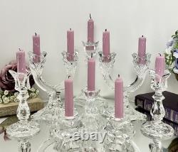 Crystal Glass Taper Candle Holders Mixed Vintage 8 Piece Centerpiece
