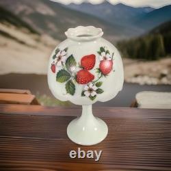 Cute Vintage 7-1/2 Westmoreland Jadeite Green Fairy Lamp Strawberry Design