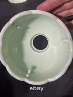 Cute Vintage 7-1/2 Westmoreland Jadeite Green Fairy Lamp Strawberry Design