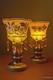Czech Luster Glass Candle Holders Pair Smoky Gold Floral With Hanging Prisms Vtg