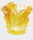 Daum Crystal Candle Holder Bougie Roses-amber
