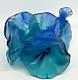 Daum Votive Candle Holder Pate De Verre French Crystal Teal/blue Morning Glory