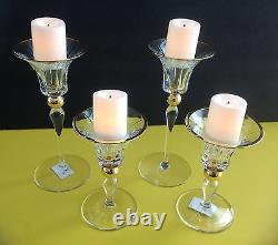 DONALD TRUMP ELMSFORD Crystal Candle Sticks Holders 2 Sm & 2 Large NIB