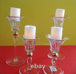 DONALD TRUMP ELMSFORD Crystal Candle Sticks Holders 2 Sm & 2 Large NIB