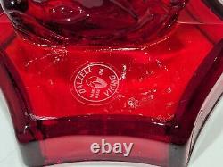 Dalzell Viking Ruby Red Glass Koi Fish Pair of Candlestick Holders Made In USA