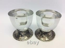 Damaged Frank M Whiting & Company Sterling Silver Candle Holders Glass