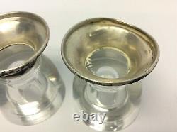 Damaged Frank M Whiting & Company Sterling Silver Candle Holders Glass