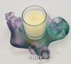 Daum Crystal Fee Iris Bougeoir Candle Holder #03989 NIB Retails $600 No Reserve