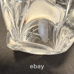 Daum France Crystal Candle Holders Sculpted Clear Glass Pair