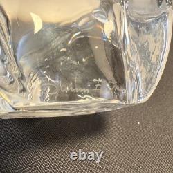 Daum France Crystal Candle Holders Sculpted Clear Glass Pair