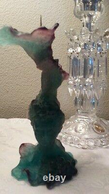 Daum Nancy France Pate De Verre Candleholder in Original Box