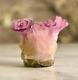 Daum Roses Candle Holder Pink Green Pate De Verre French Crystal Mint Signed