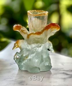 Daum Wild Horses Candle Holder Pate de Verre French Crystal Mint