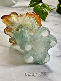Daum Wild Horses Candle Holder Pate de Verre French Crystal Mint
