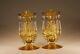 Deco Fostoria Glass Sakier Design #2545 Gold Tint Flame Lustre Candlesticks 1937