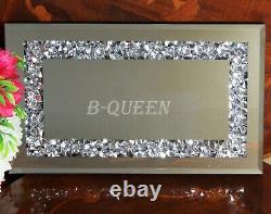 Diamante Crushed Diamond Mirrored Tray & Triple Candle Holder Wedding Tray Set