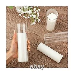 Didaey White Pillar Candles and Glass Candle Holders, Clear Cylinder Vases fo