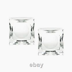 Dimpled Crystal Cube Candle Holders Set of 2 made of Crystal in Clear Color and