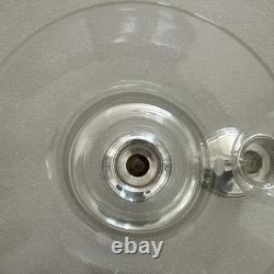 Duchin Sterling Silver Weighted Pair of Etched Hurricane Glass Candle Holders