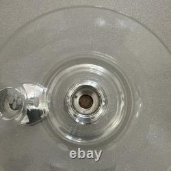 Duchin Sterling Silver Weighted Pair of Etched Hurricane Glass Candle Holders