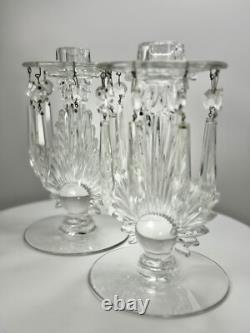 EUC Matching Sunburst Crystal Glass Candle Holders Candlestick Holders